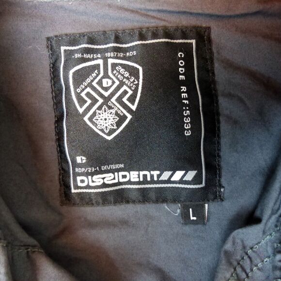 Dissident Shirt Mens L Gray Long Sleeve Button Military Utility Pockets Rock Y2K - Picture 11 of 12